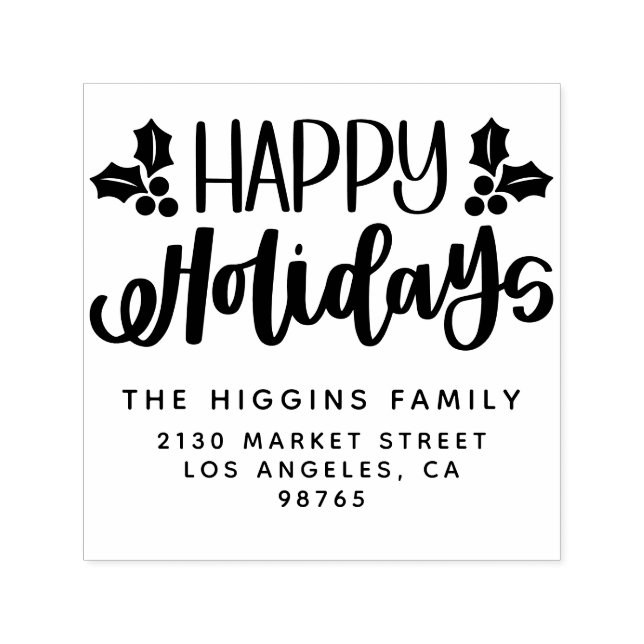 Happy Holidays Familienname Rücksendeadresse Permastempel (Design)