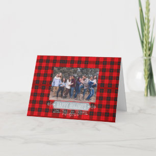 Happy Holidays Family Foto Buffalo Kariert Karte