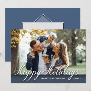 Happy Holidays Family Foto Elegantes Design Karte