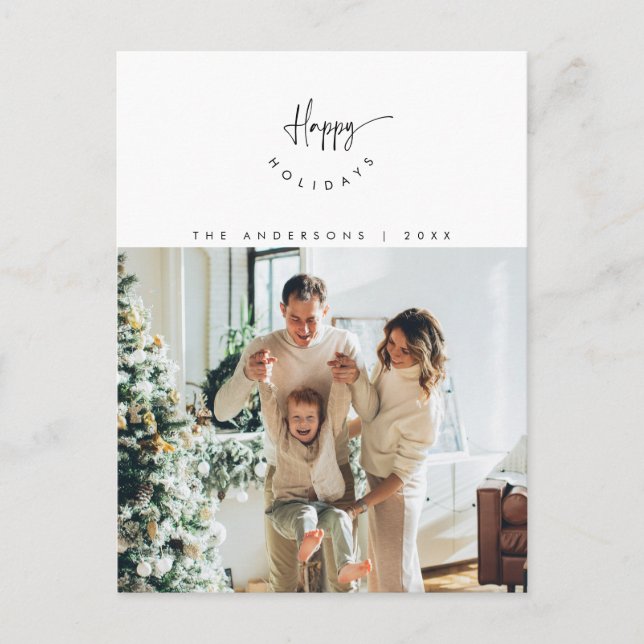 Happy Holidays, Family Foto Lächeln moderne Drehbu Postkarte (Vorderseite)