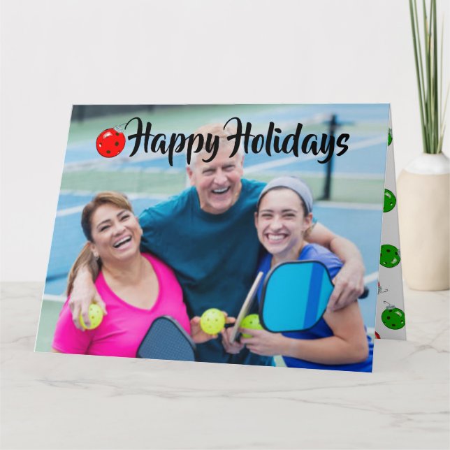 Happy Holidays Family Photo Name Snowflakes Karte (Vorderseite)