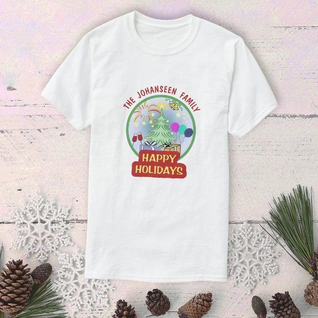 Happy Holidays farbenfrohe Retro Family Wiedersehe T-Shirt (Von Creator hochgeladen)