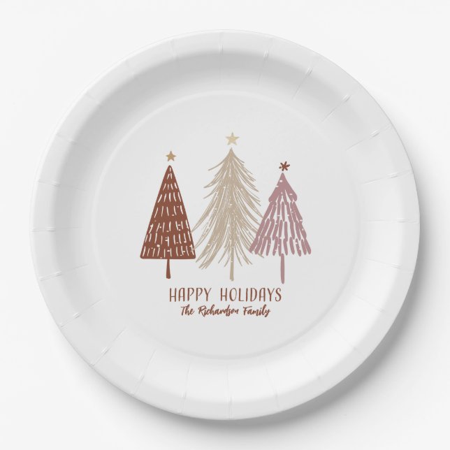 Happy Holidays Festival Frohe Weihnachtsbaumen Chi Pappteller (Vorderseite)