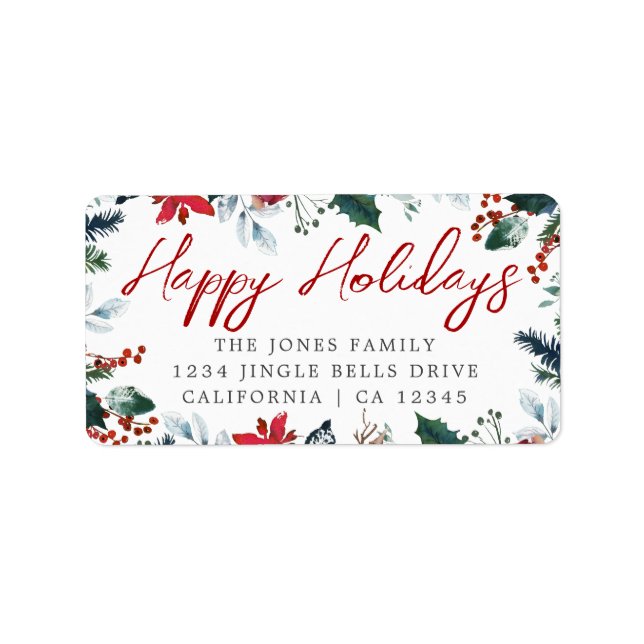 Happy Holidays Festival Return Address Label Adressaufkleber (Vorne)