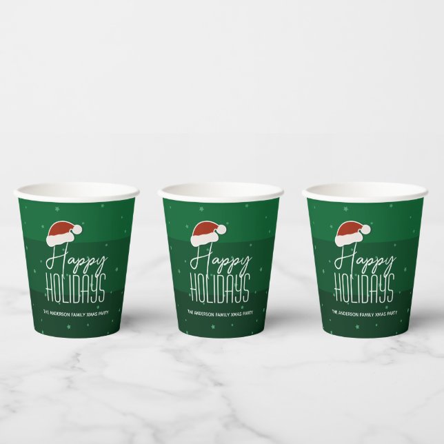 Happy Holidays Festive Typografy Weihnachten Party Pappbecher (Multi)