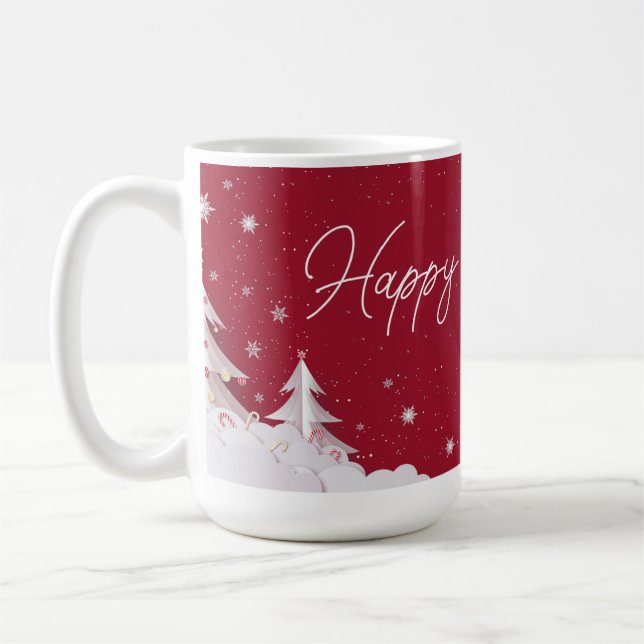 Happy Holidays – Festive Winter Ruby Red Mug Kaffeetasse (Links)