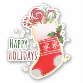 Happy Holidays Festliche Weihnachten Strumpf Aufkleber