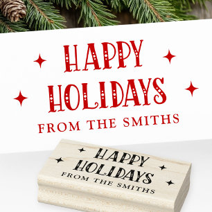 Happy Holidays festlicher Schriftart aus dem Namen Gummistempel