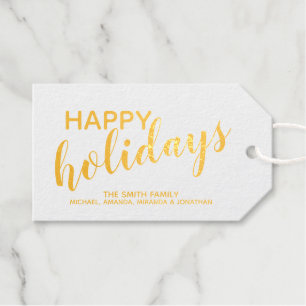 'Happy Holidays' festliches Gold Geschenkanhänger
