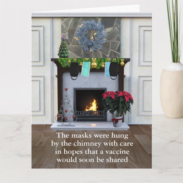 Happy Holidays Feuerplatz Chimney Masken 2020 Karte (Vorderseite)