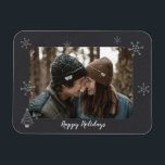 Happy Holidays Foto Chalkboard Design Schneeflocke Magnet<br><div class="desc">Passen Sie diesen Happy Holidays Foto Magneten mit Ihrem Lieblings-Winter-Foto an.</div>