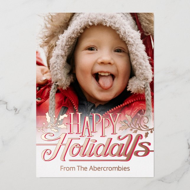 Happy Holidays Foto Folien Feiertagskarte (Vorderseite)