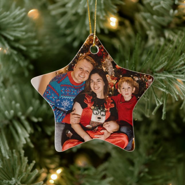 Happy Holidays Foto Geschenke, Star Shaped Christm Keramik Ornament (Baum)