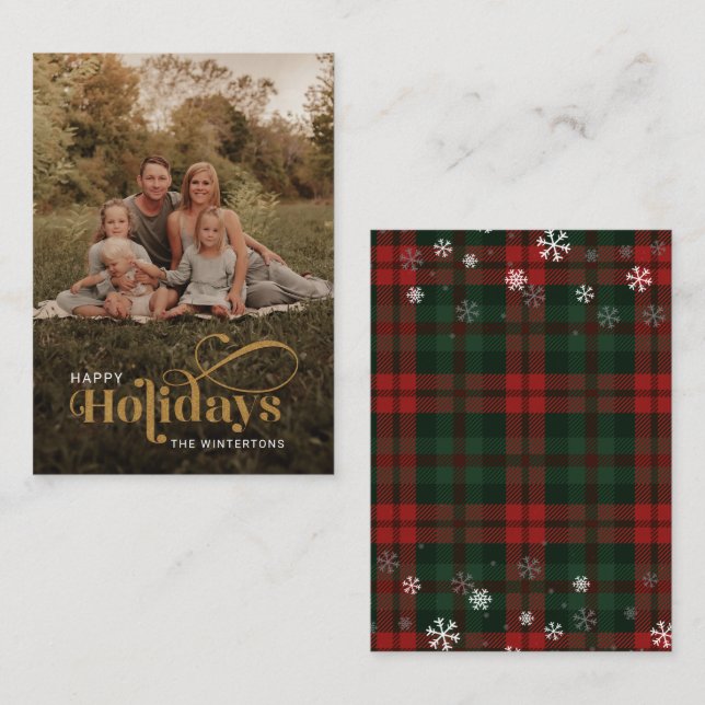 Happy Holidays Foto Handschrift Weihnachten Mitteilungskarte (Vorne/Hinten)