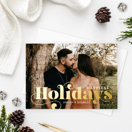 Happy Holidays Foto mit stilvollem Gold Text Folien Feiertagskarte