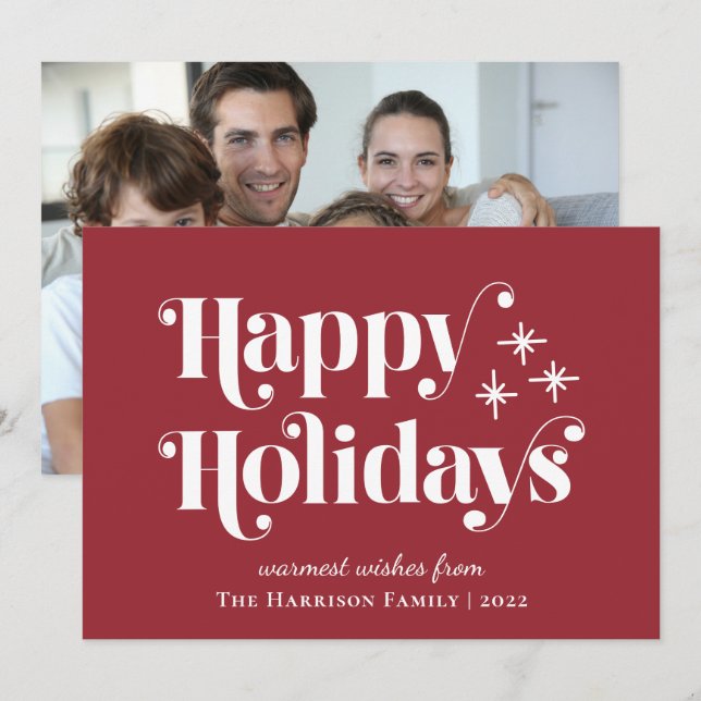 Happy Holidays Foto Red (Vorne/Hinten)