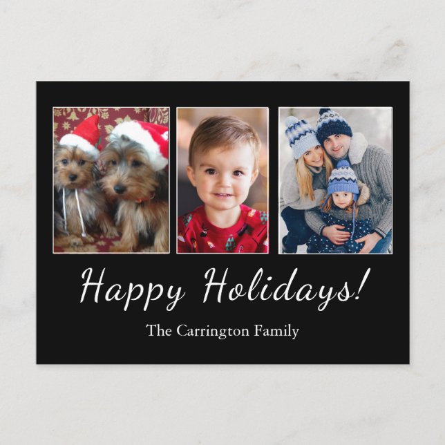 Happy Holidays Foto Script Einfache Weihnachten Postkarte (Vorderseite)