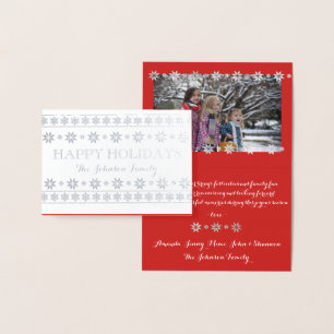 Happy Holidays Foto Snow Red White Scandynavian Folienkarte