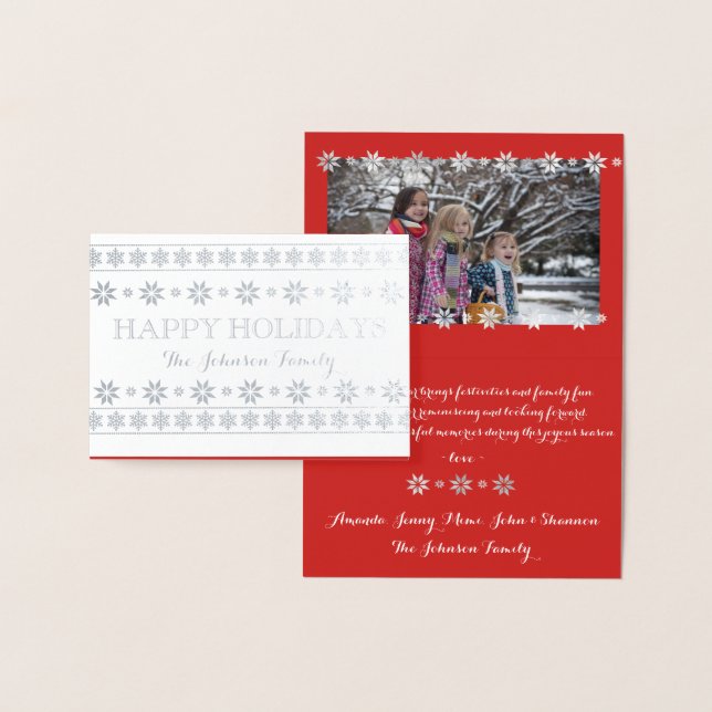 Happy Holidays Foto Snow Red White Scandynavian Folienkarte (Anzeige)