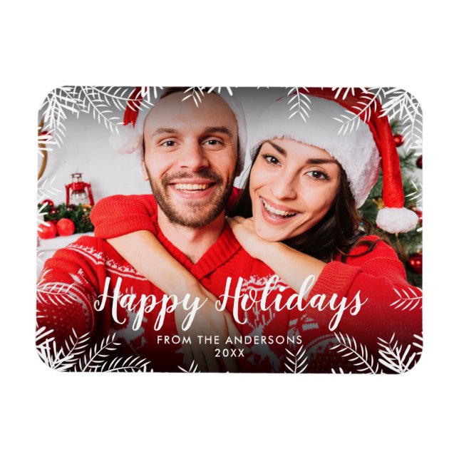 Happy Holidays Foto Weihnachtsfolien Magnet (Horizontal)