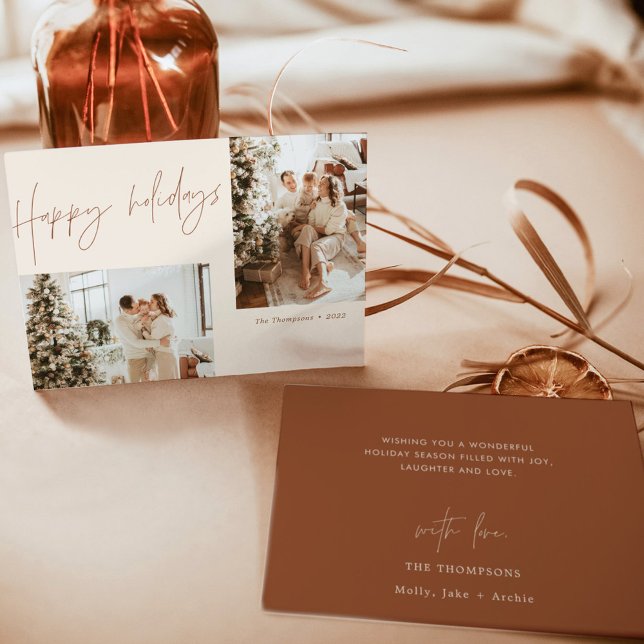 Happy Holidays Foto Weihnachtskarte | Boho Modern Einladung (Von Creator hochgeladen)