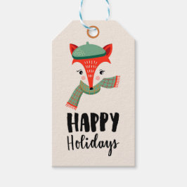 Happy Holidays Fox Geschenkanhänger