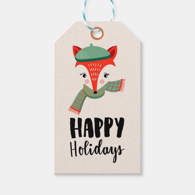Happy Holidays Fox Geschenkanhänger (Vorderseite)