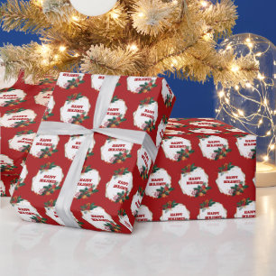 Happy Holidays Frame on Red Geschenkpapier