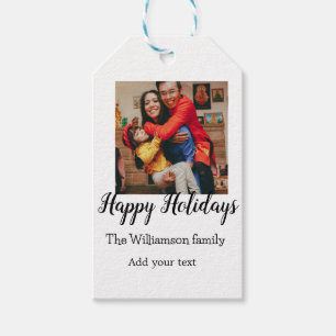 Happy Holidays frohe Weihnachten fügen Familiennam Geschenkanhänger