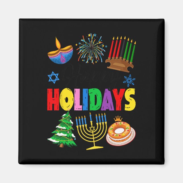Happy Holidays Frohe Weihnachten Happy Hanukkah Ha Magnet (Vorne)