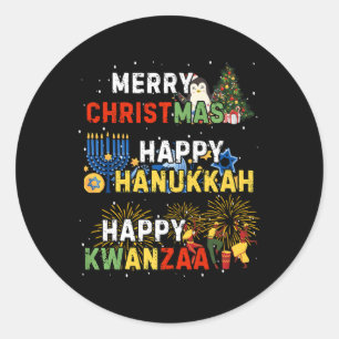 Happy Holidays Frohe Weihnachten Happy Hanukkah Ha Runder Aufkleber