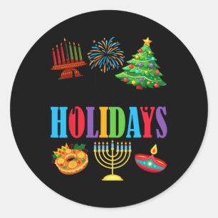 Happy Holidays Frohe Weihnachten Happy Hanukkah Ha Runder Aufkleber