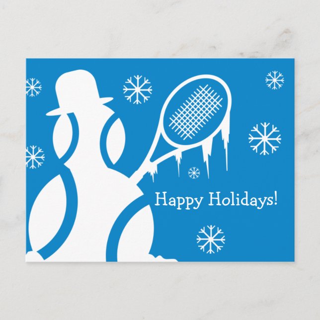Happy Holidays Frohe Weihnachten Tennis Schneemann (Vorderseite)