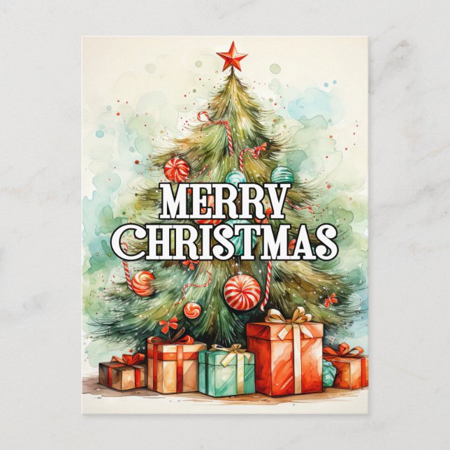 Happy Holidays | Frohe Weihnachtsbaume Postkarte (Vorderseite)