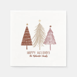 Happy Holidays Frohe Weihnachtsfeierlichkeiten Bäu Serviette