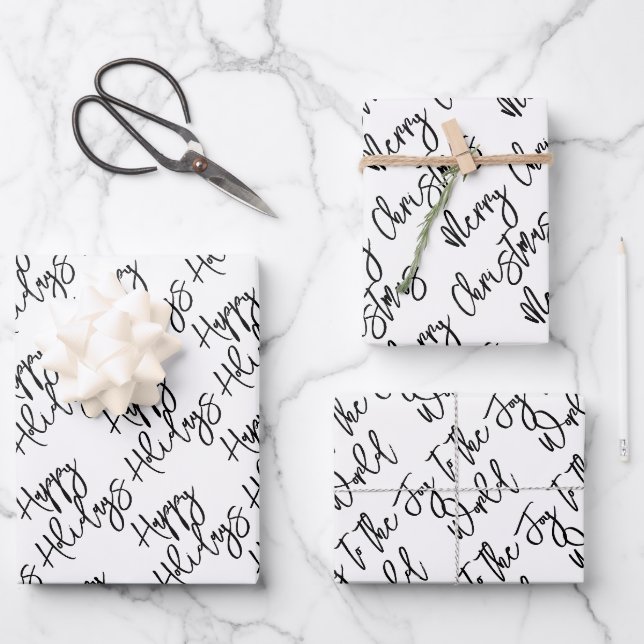 Happy Holidays Frohe Weihnachtsfreude für die Welt Geschenkpapier Set (Vorderseite)