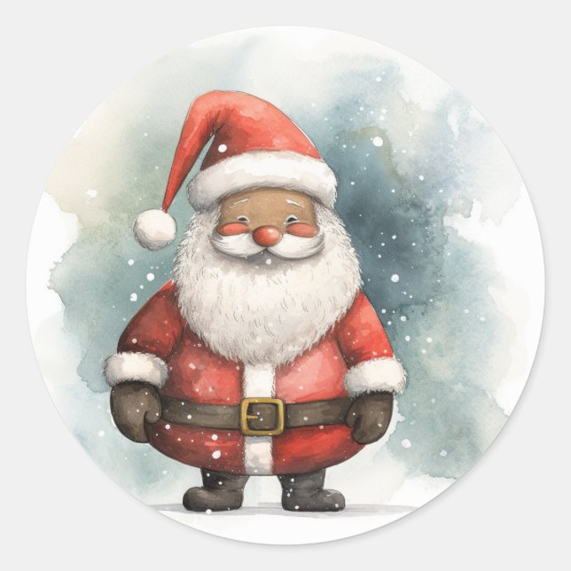 Happy Holidays from Black Santa Runder Aufkleber (Vorderseite)