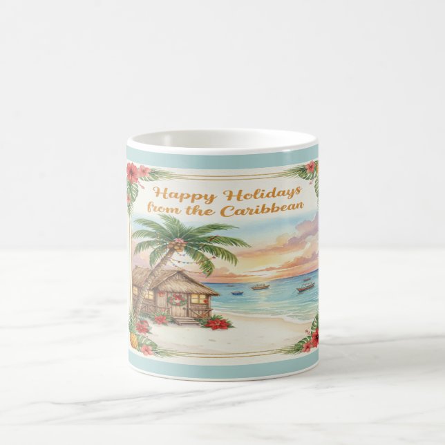 'Happy Holidays from the Caribbean' Mug Kaffeetasse (Mittel)