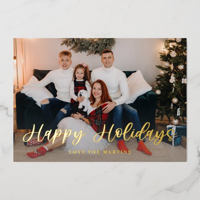 Happy Holidays Fun Script Foto - WH Folieneinladung (Vorderseite)