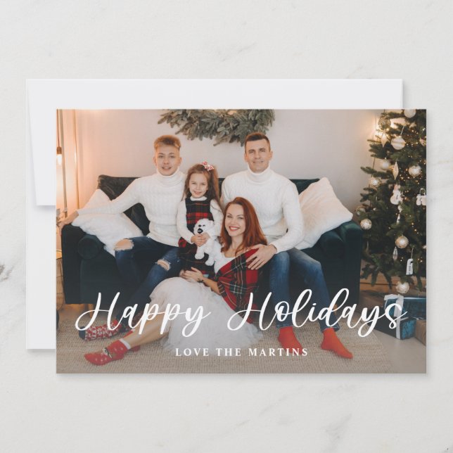 Happy Holidays Fun Script Foto - White BK (Vorderseite)