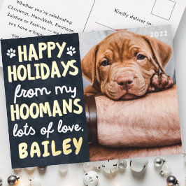 Happy Holidays Funny Modern Pet Custom Foto Folien Feiertagspostkarte