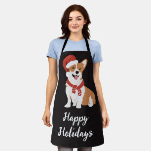 Happy Holidays Funny Niedlicher Weihnachtshund Red Schürze