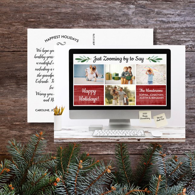 Happy Holidays Funny Zoom Quarantine Photo Collage Postkarte (Von Creator hochgeladen)