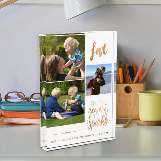 Happy Holidays für Oma Liebe Goldtypografie Fotoblock (Von Creator hochgeladen)