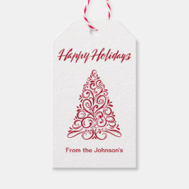 Happy Holidays Geblüht Weihnachtsbaum Geschenkanhänger