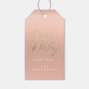 Happy Holidays Geschenk an Gold Rose Ombre Script Geschenkanhänger