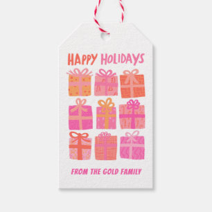 HAPPY HOLIDAYS Geschenke präsentiert Weihnachten C Geschenkanhänger