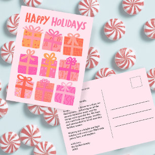 HAPPY HOLIDAYS Geschenke präsentiert Weihnachten C Postkarte