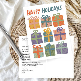 HAPPY HOLIDAYS Geschenke präsentiert Weihnachten C Postkarte