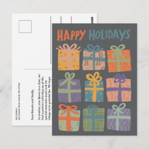 HAPPY HOLIDAYS Geschenke präsentiert Weihnachten C Postkarte